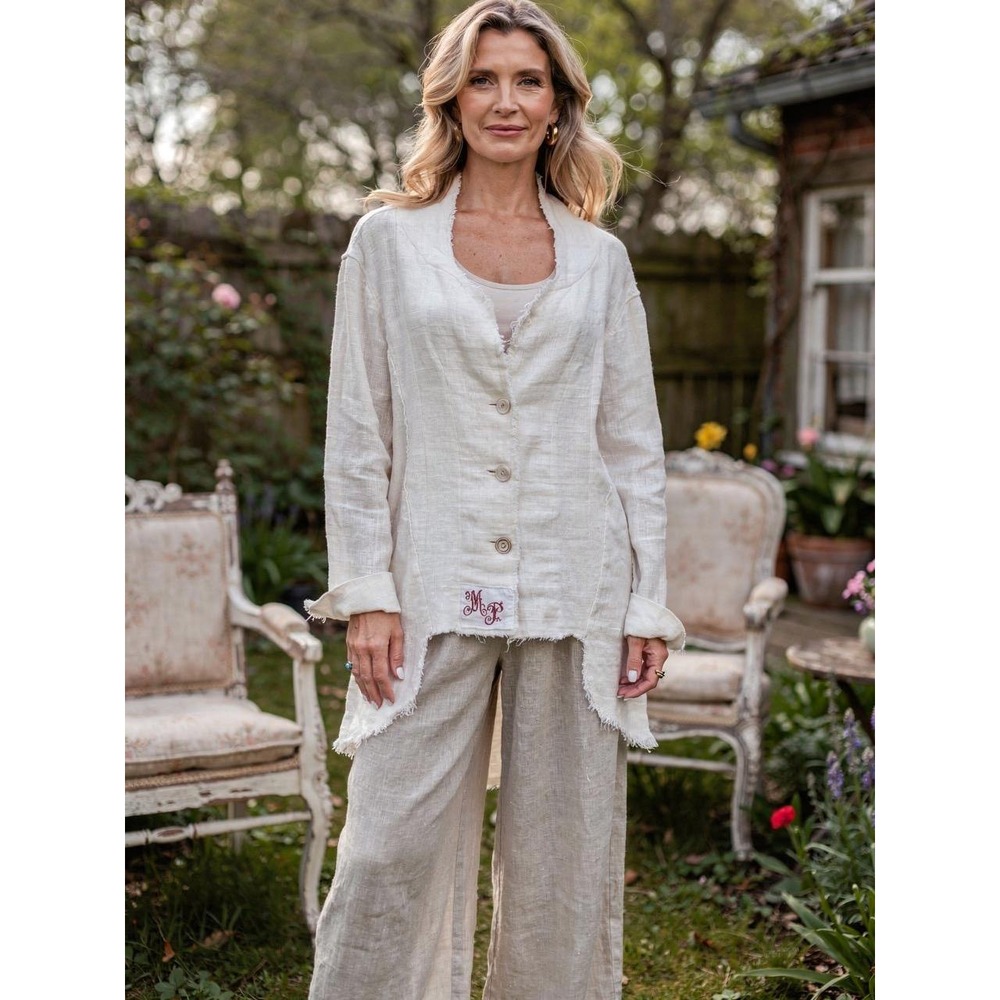 Magnolia Pearl Nanny McPhee Jacket, Raw Linen Tuxedo Tails Coat, OS